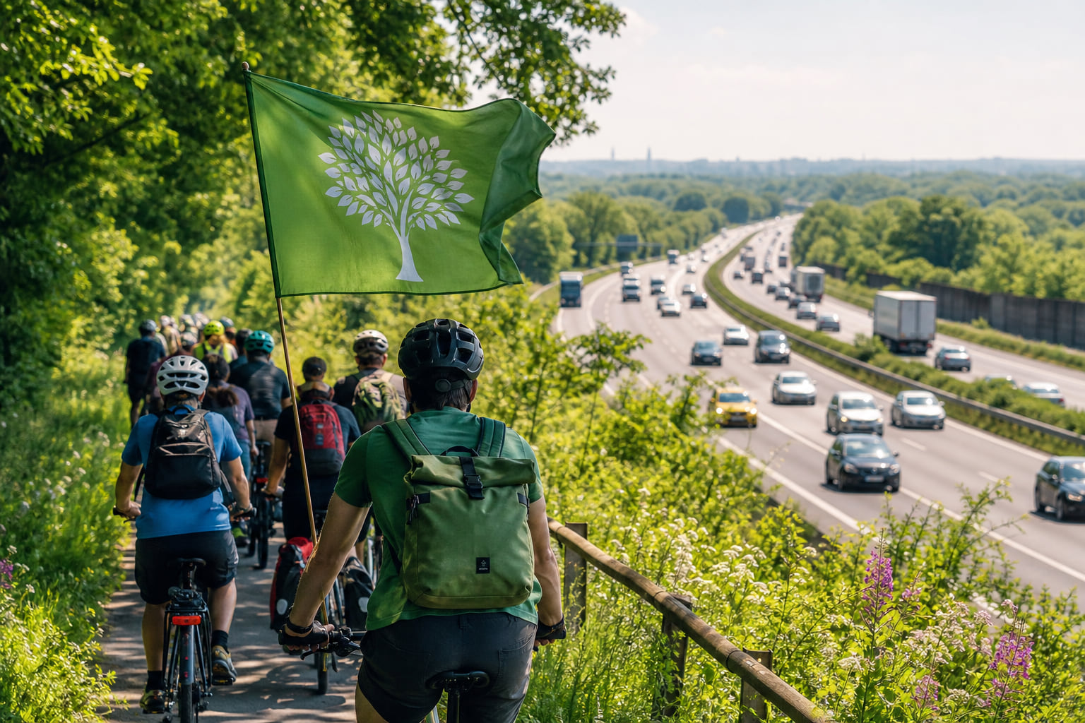 Tour de Natur: 130 Aktivisten radeln gegen den Ausbau der A5
