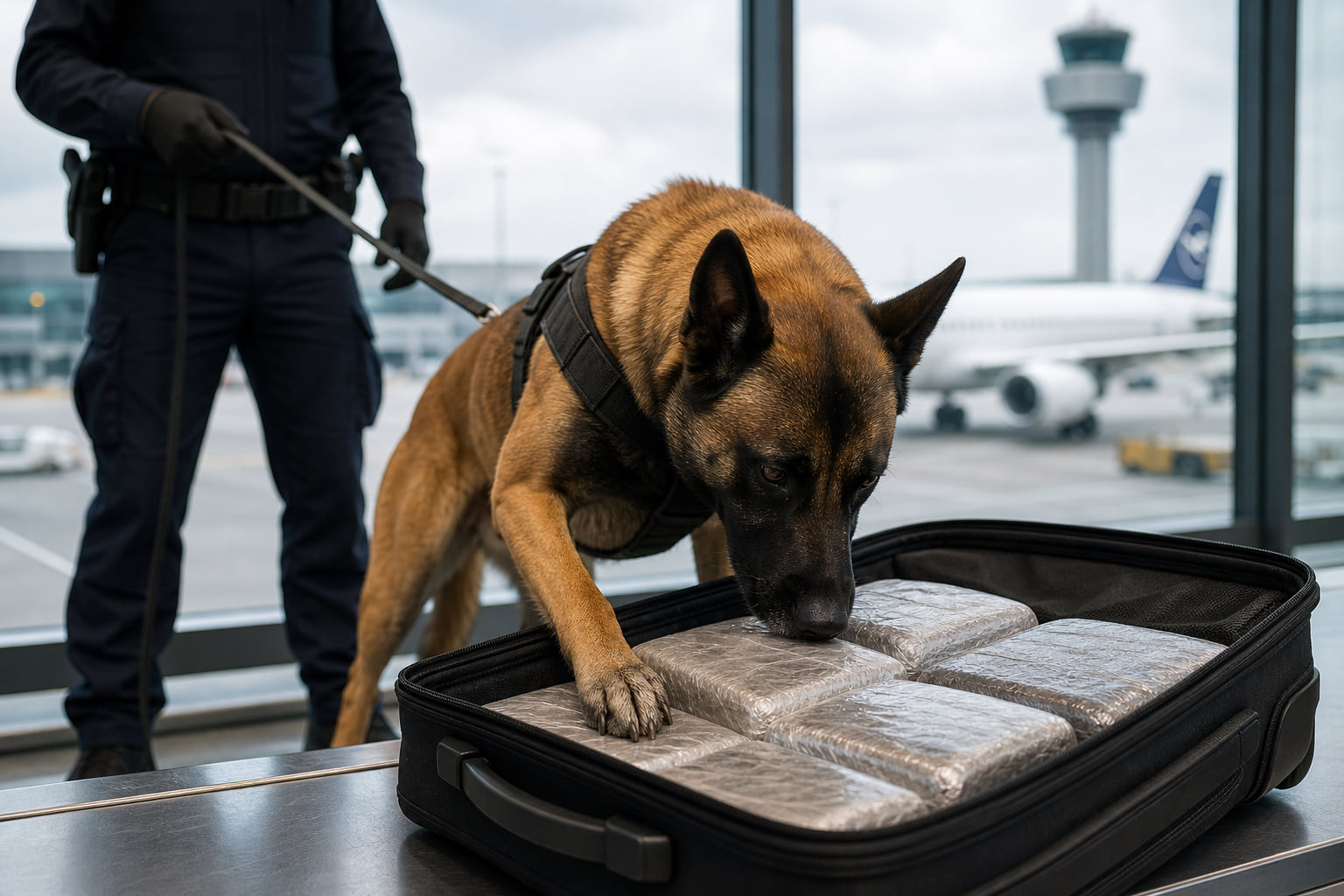 Spürhund Donut erschnüffelt Kokain-Millionendeal am Frankfurter Flughafen
