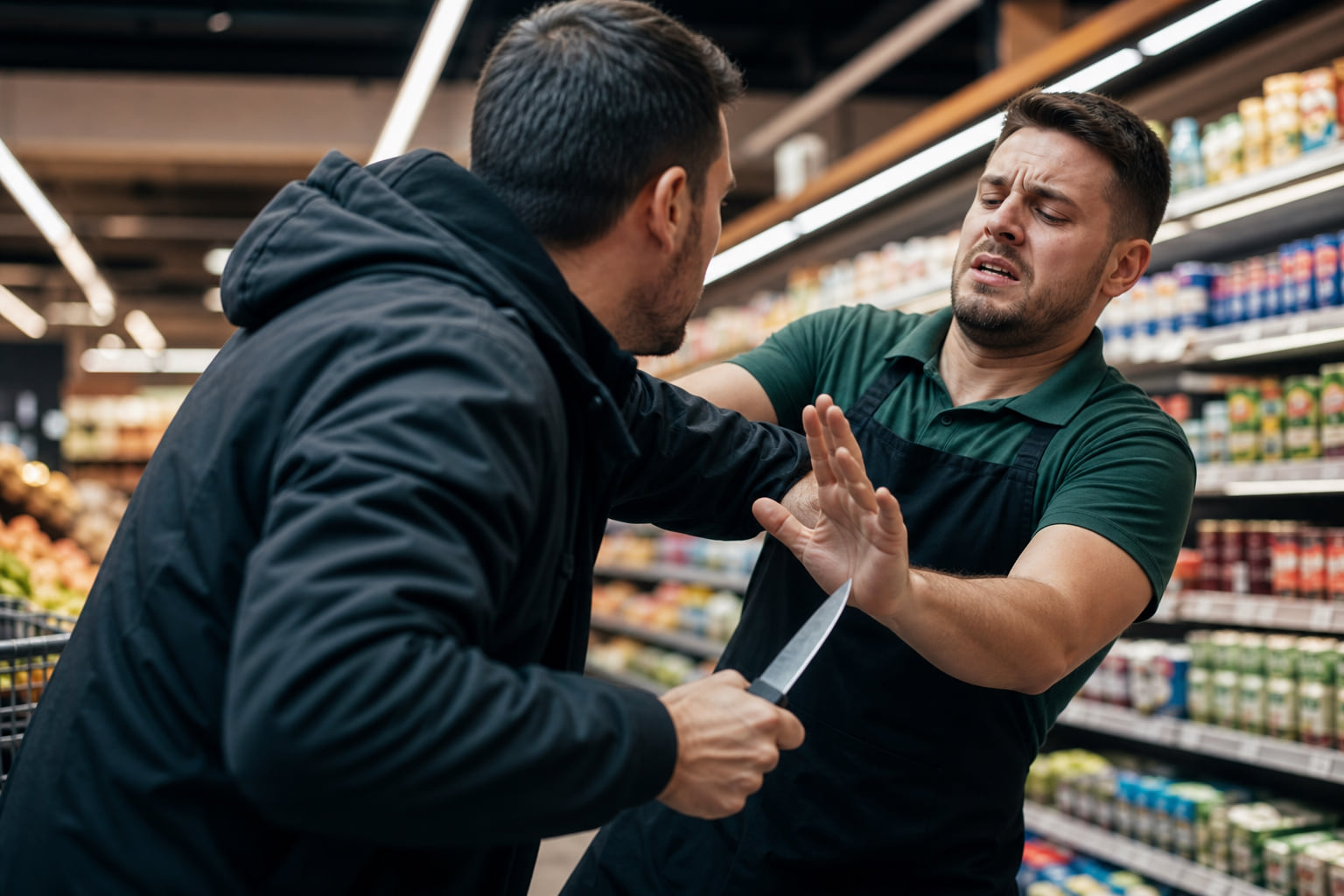 Frankfurt Ostend: Ertappter Ladendieb greift Supermarkt-Mitarbeiter mit Messer an