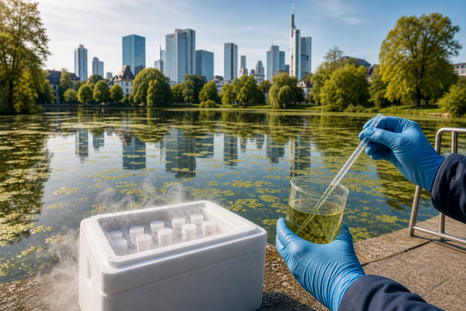 Update: Frankfurts Weiher im Kampf ums Überleben – so läuft der Bakterien-Einsatz jetzt!