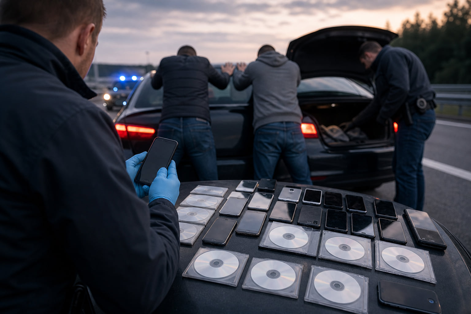 Zivilfahnder stoppen Auto auf der A5: 18 Plagiate und ein gestohlenes Handy gefunden