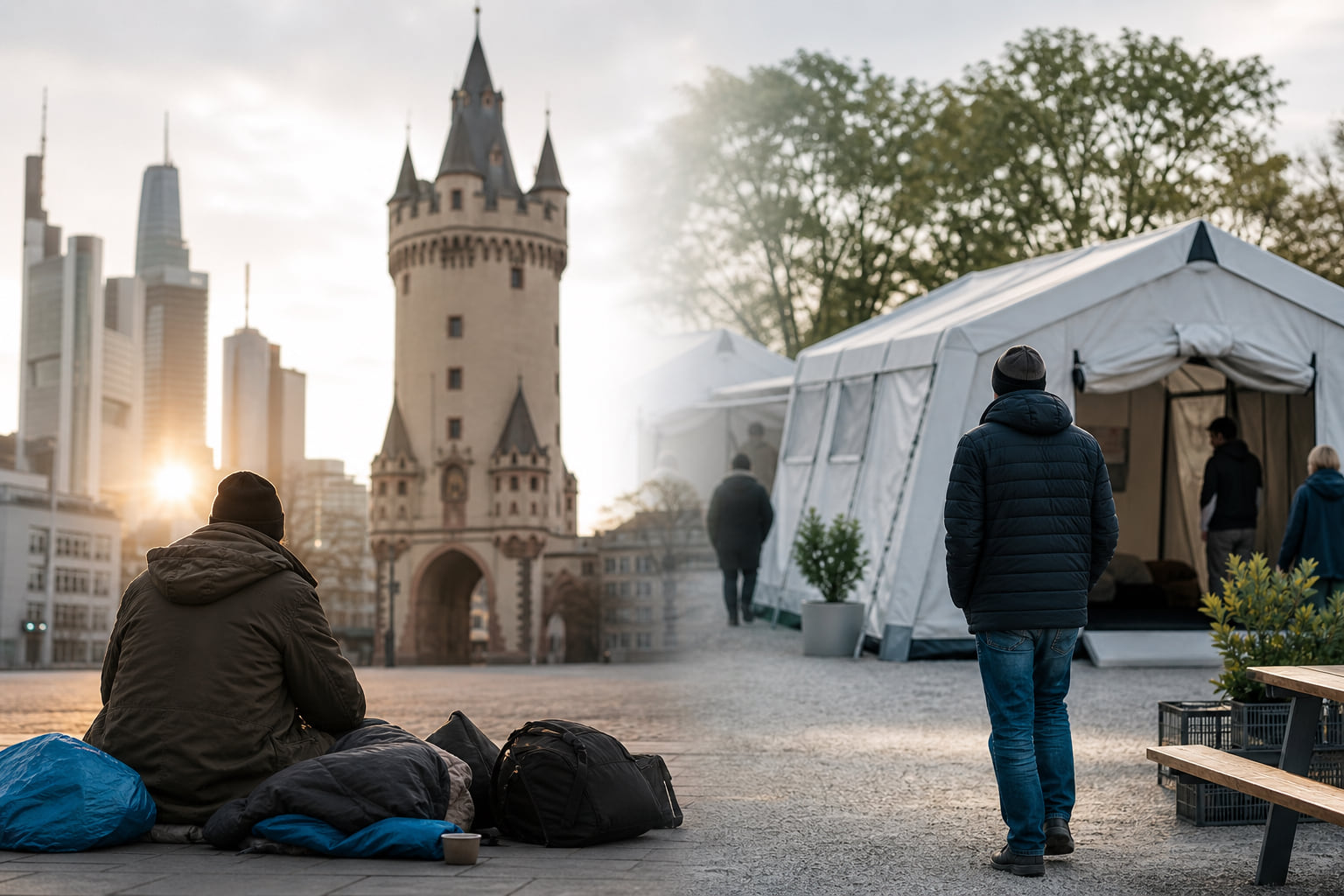 Zeltstadt statt Notunterkunft: Was wird aus den Obdachlosen vom Eschenheimer Tor?