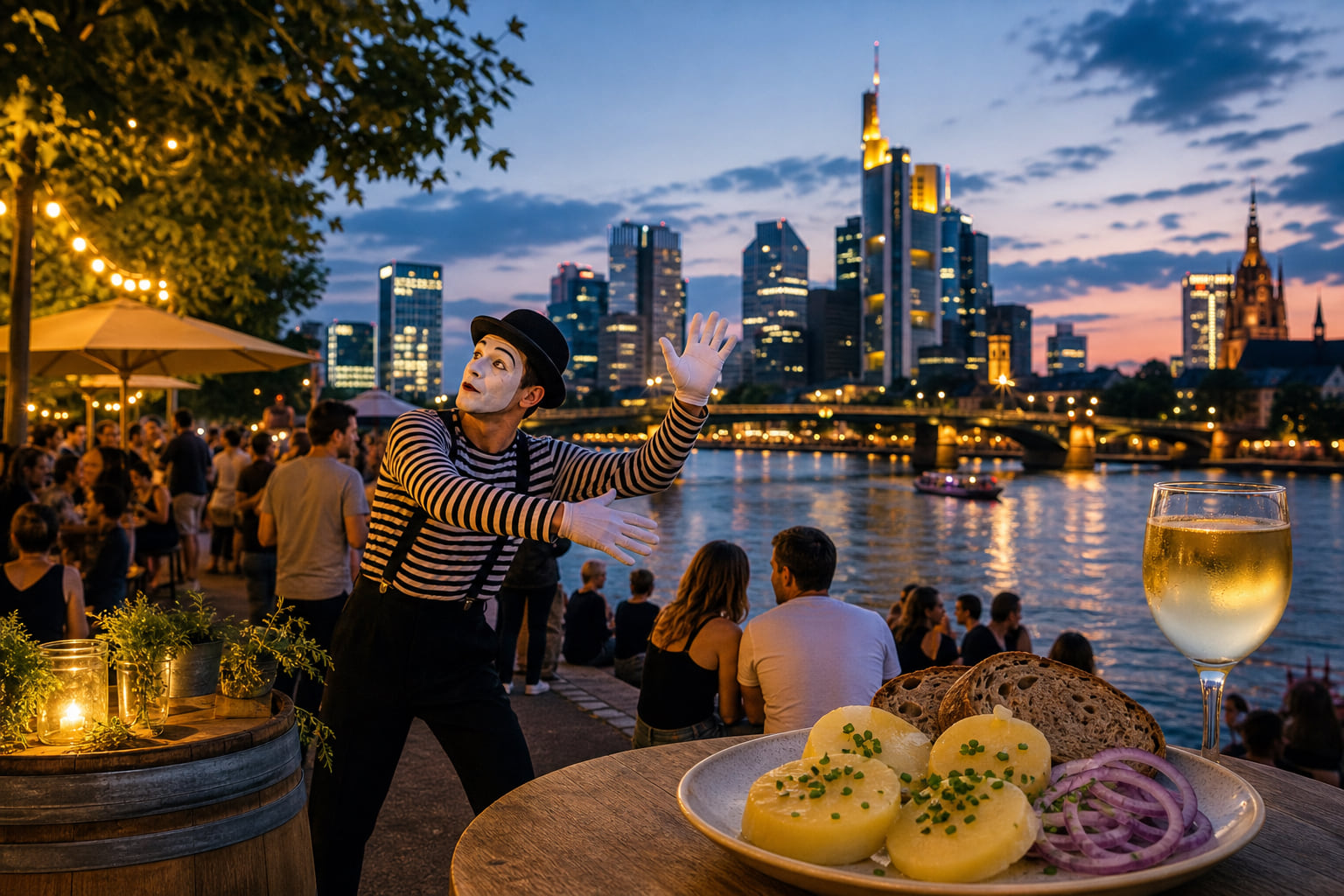 Frankfurt am Mainufer: Zwischen Handkäs, Pantomime und heißen Sommernächten