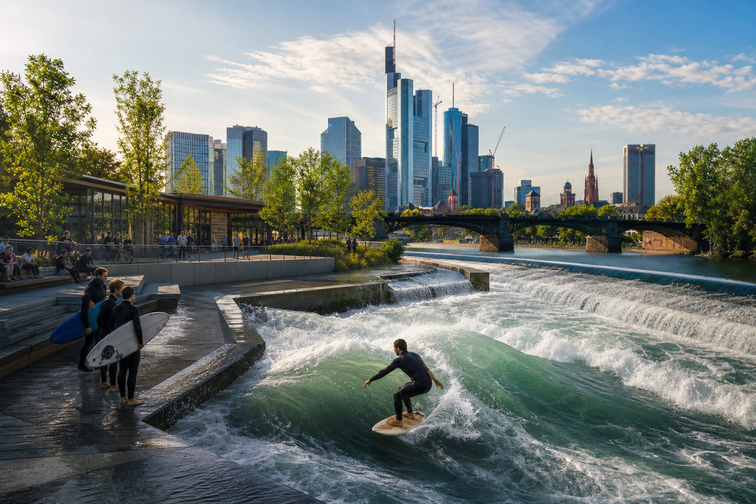 Surfen mitten in Frankfurt? Das plant die Stadt an der Staustufe Griesheim!