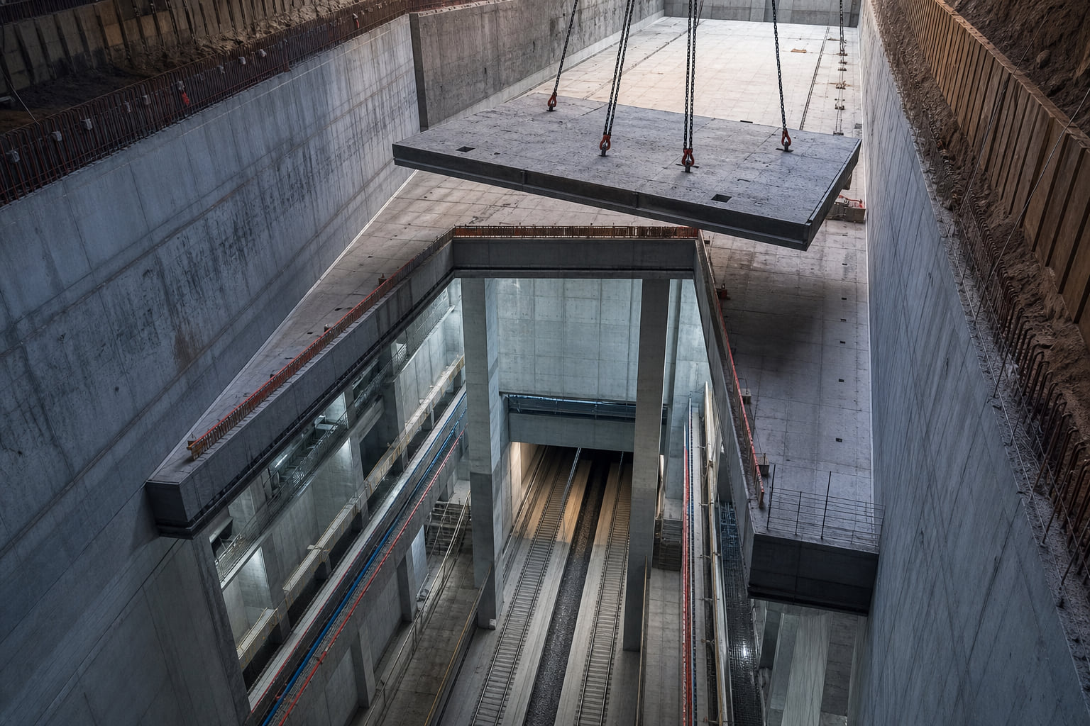 Meilenstein unter Frankfurt: Station Güterplatz bekommt letzten Deckenabschnitt – 20 Meter tief!