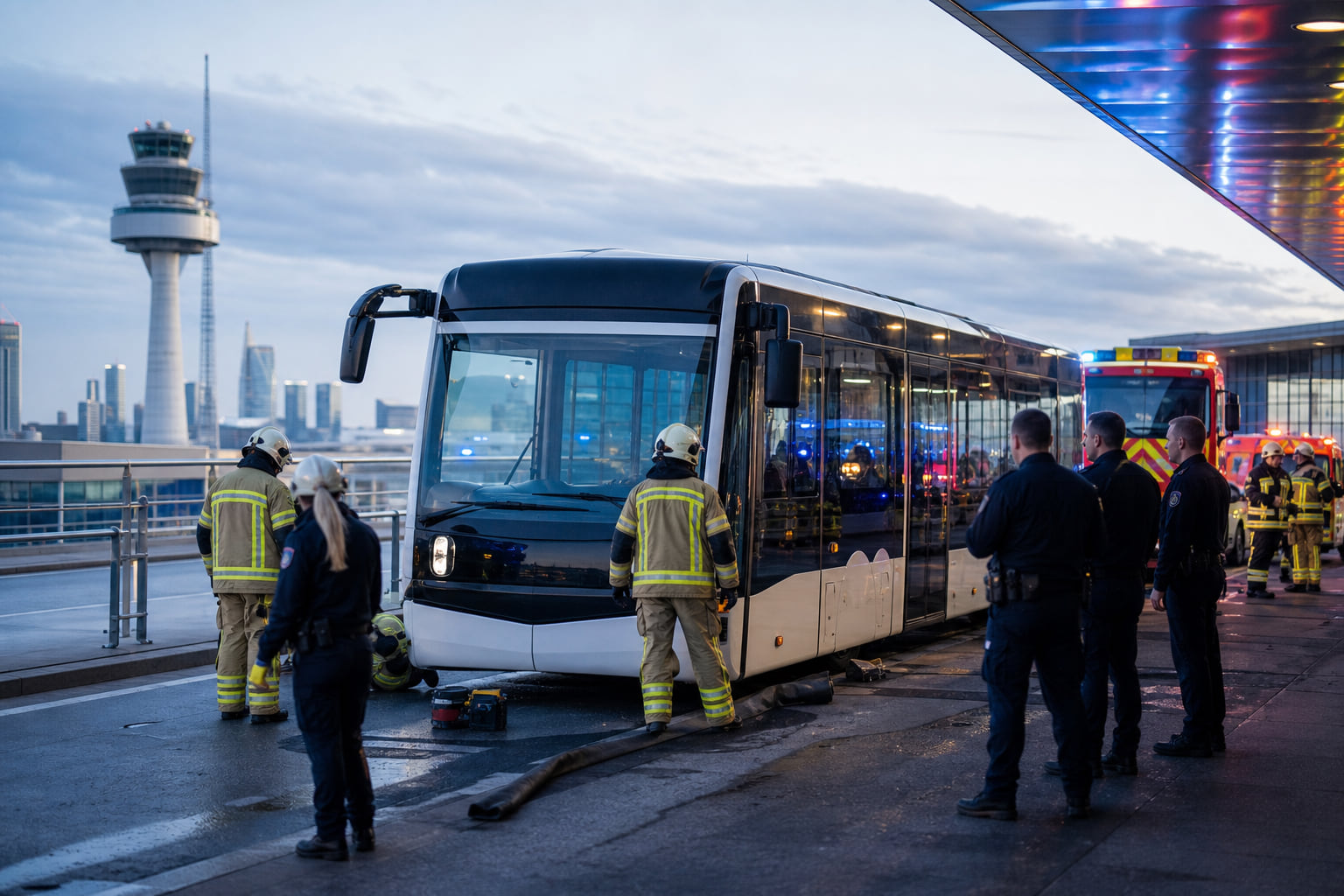Busunfall am Frankfurter Flughafen: Drei Fahrgäste verletzt – einer davon schwer