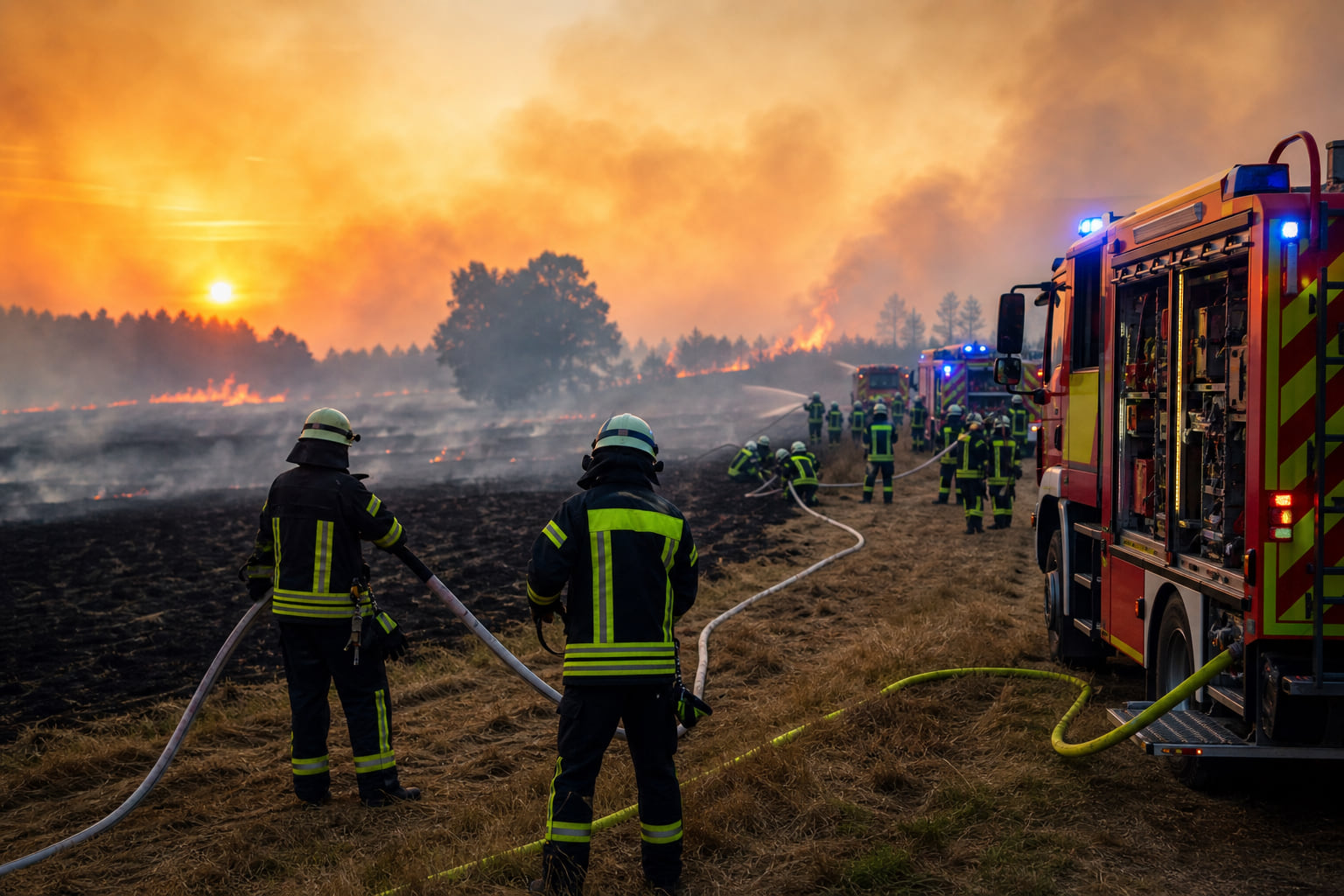 Knapp an der Katastrophe vorbei: 175 Feuerwehrleute stoppen Flächenbrand in Eichelsdorf