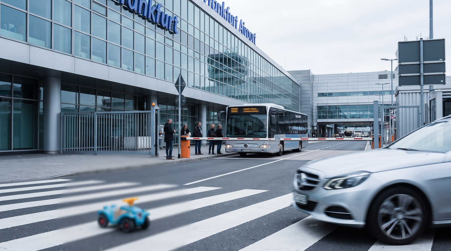 Zwei Unfälle am Flughafen Frankfurt: Kind von Auto erfasst, Busfahrgäste bei Notbremsung verletzt