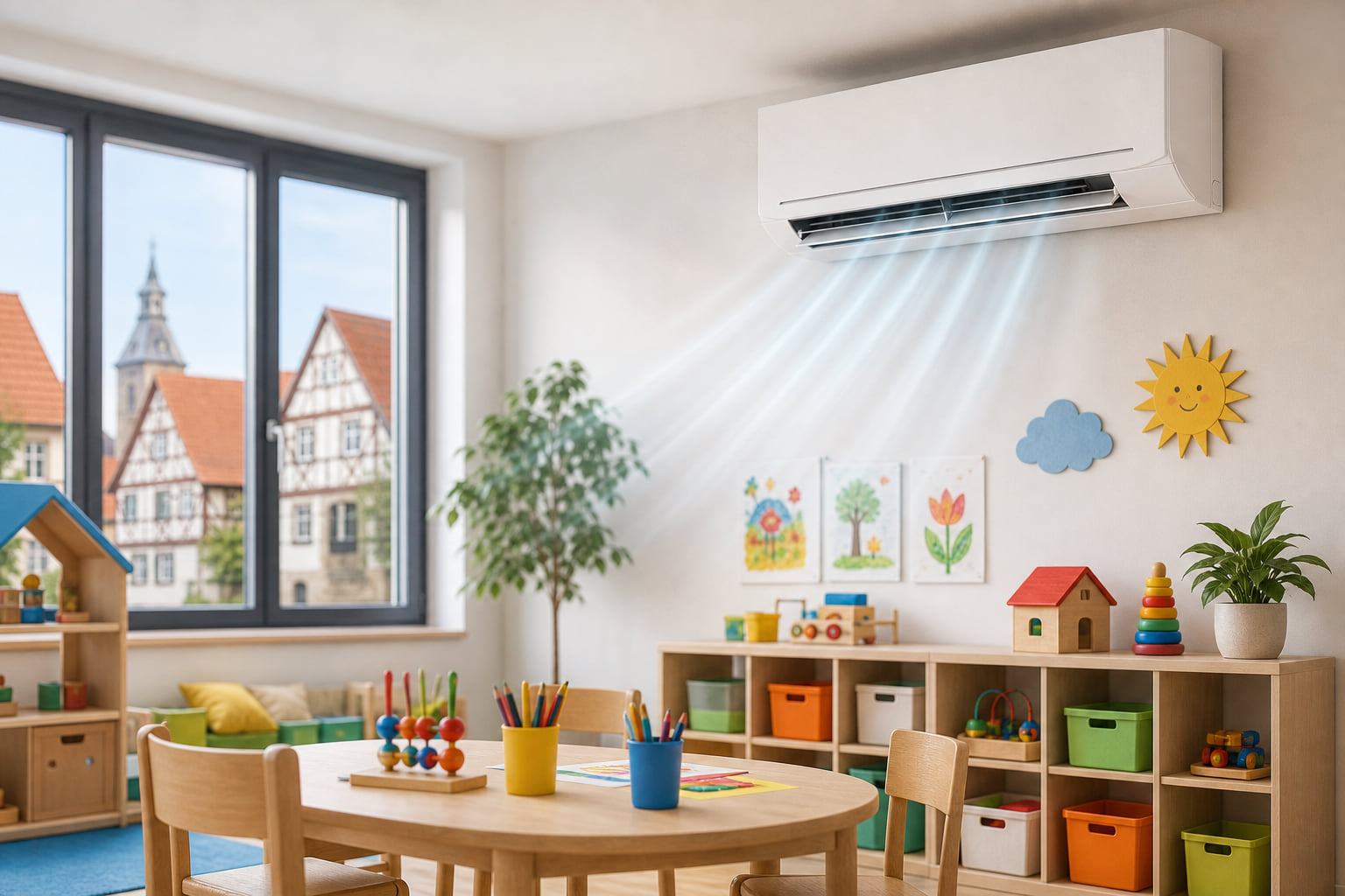 Kita Kunterbunt in Babenhausen bekommt Klimaanlage – 150.000 Euro für kühle Köpfe