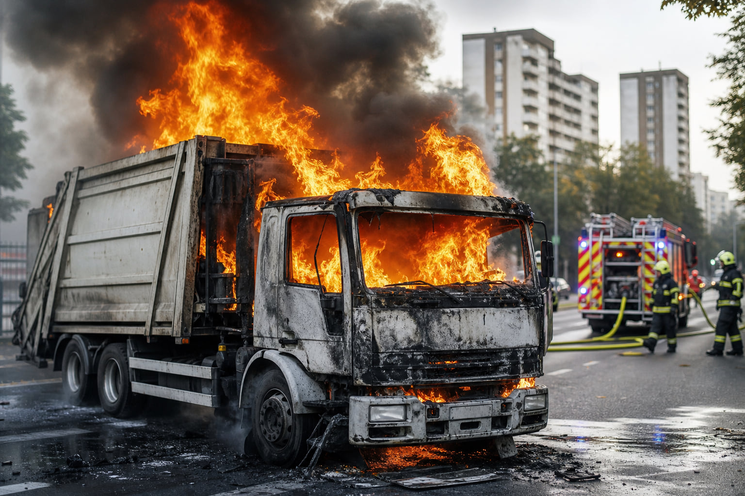 Sperrmüll-LKW in Flammen: Brand im Frankfurter Berg – fünf Verletzte