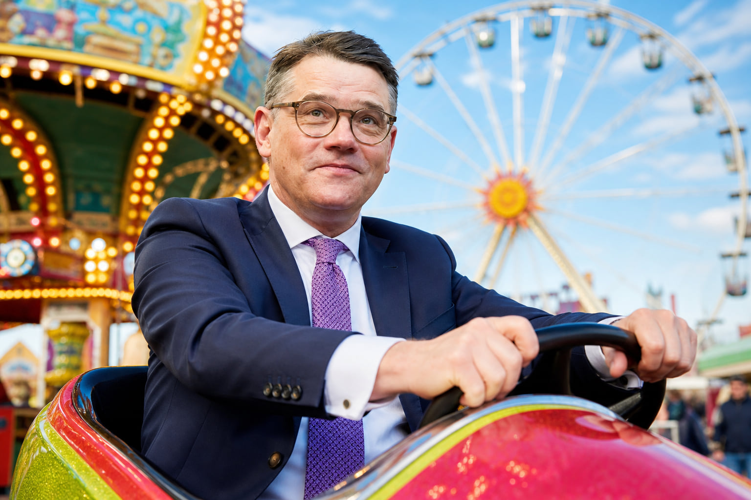 203. Bad Vilbeler Markt eröffnet: Ministerpräsident Rhein zapft an – und fährt Fahrgeschäfte!