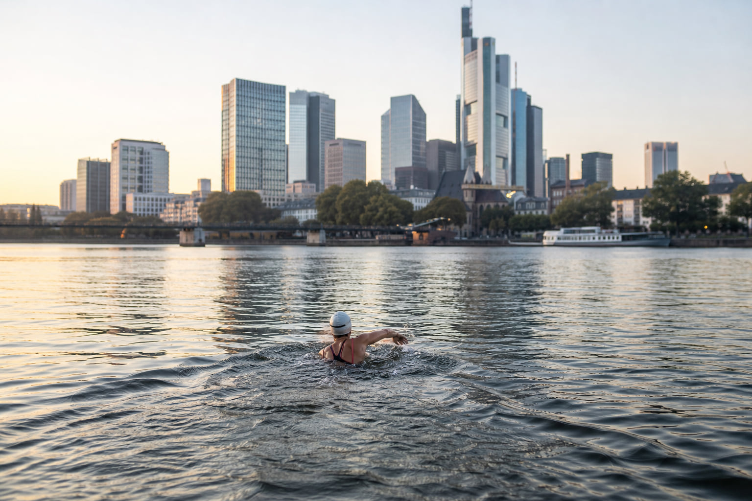 Extrem-Challenge startet in Frankfurt: Nathalie Pohl schwimmt bis nach Köln
