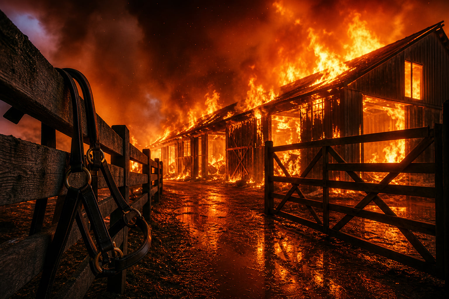 Brandstiftung auf Reitanlage in Heusenstamm: Polizei ermittelt nach „Flammenmeer