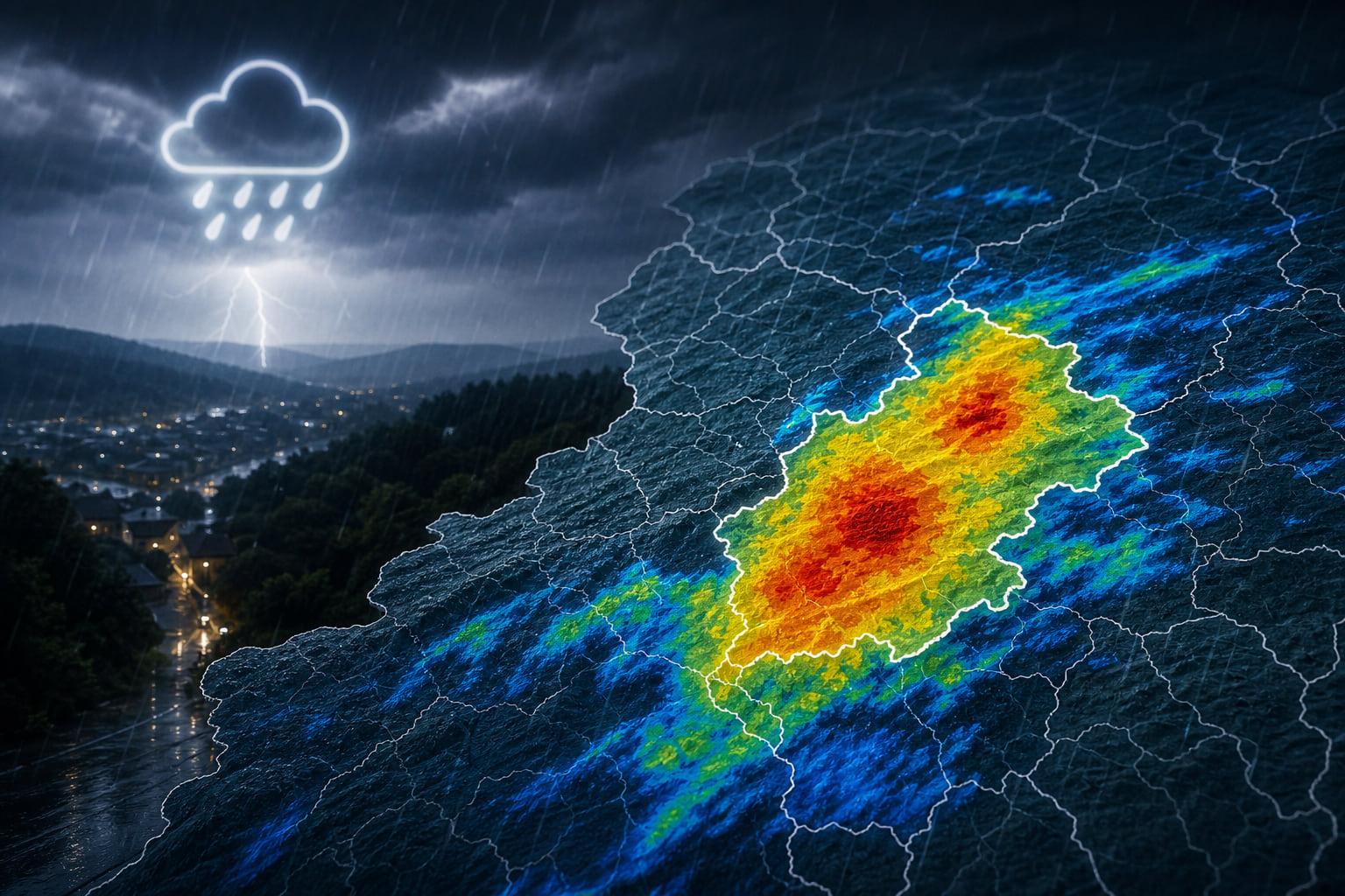 Starkregen im Taunus: DWD warnt vor heftigen Regenfällen in der Nacht