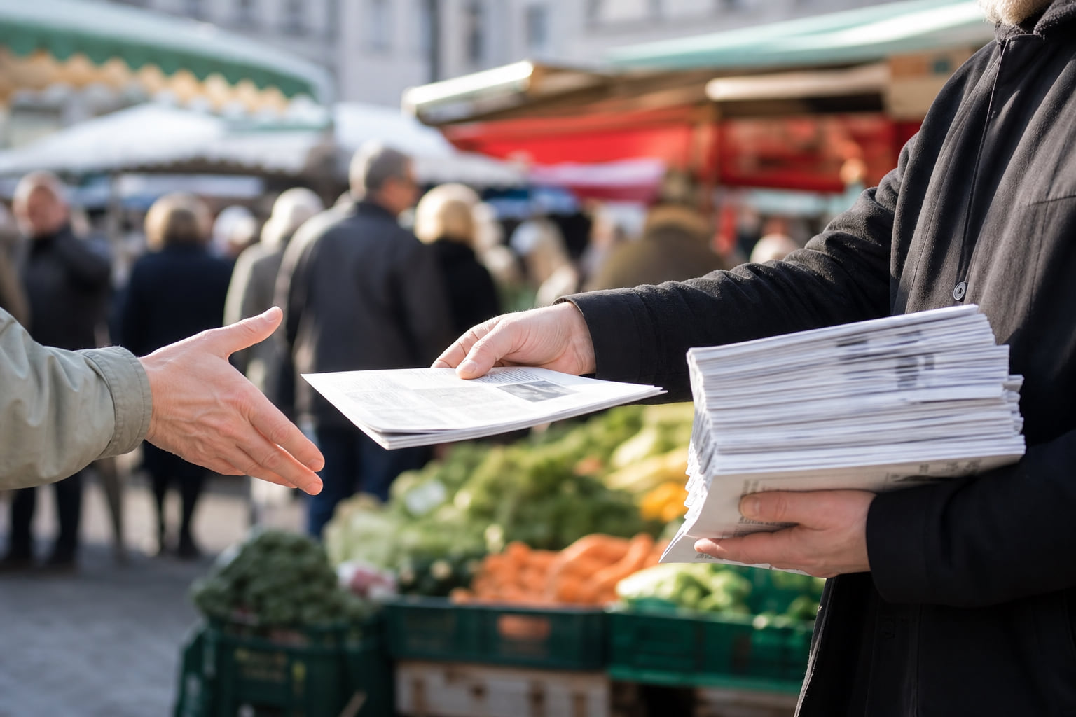 Querdenken-nahe Zeitung „Klartext" auf dem Bornheimer Wochenmarkt – was steckt dahinter?