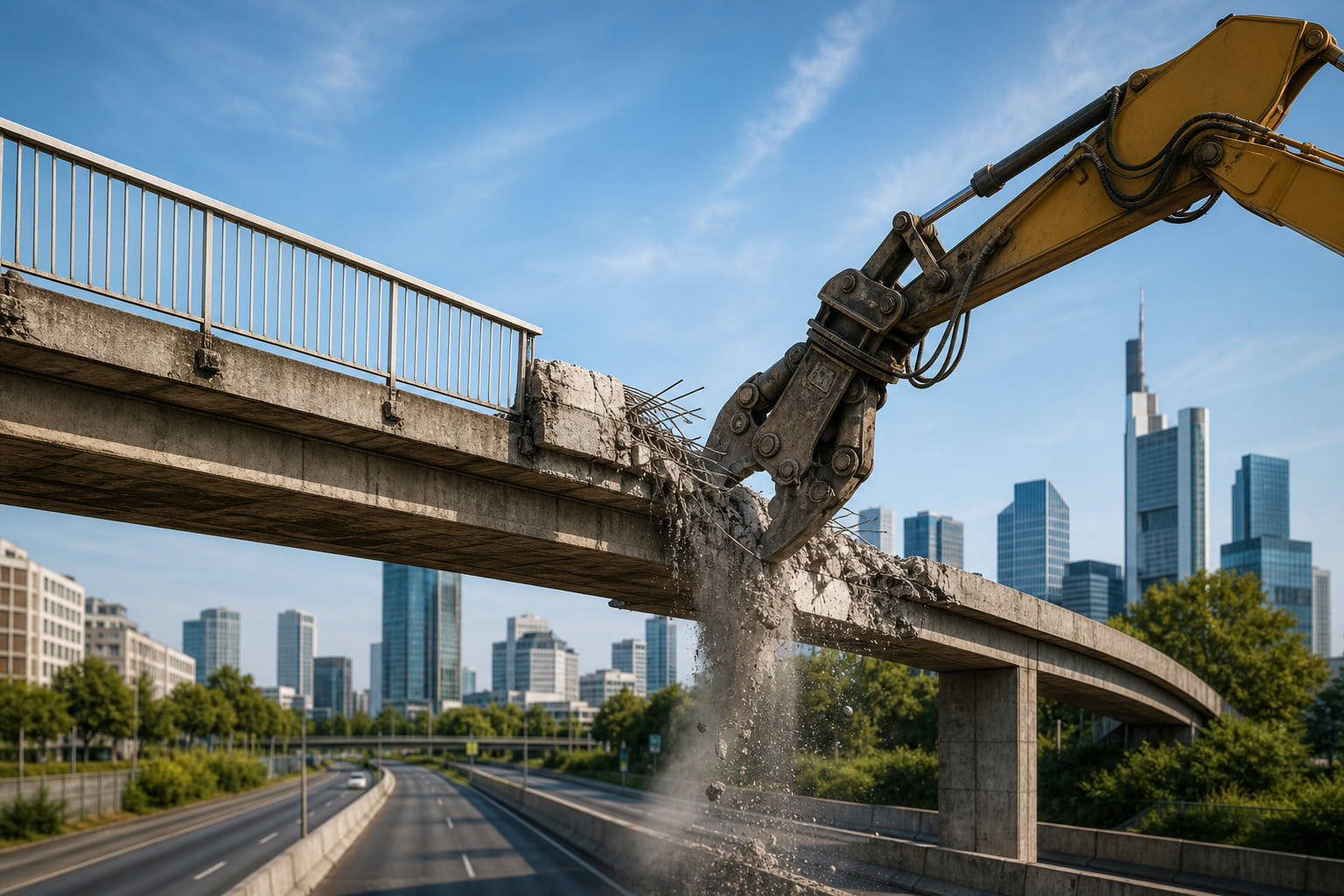 Weg mit der alten Brücke! Fußwegbrücke an der Eschersheimer Landstraße wird abgerissen
