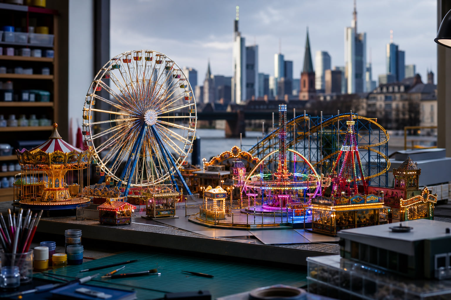 Miniatur-Kirmes mitten in Frankfurt: Ehepaar Raue baut Fahrgeschäfte im Kleinformat