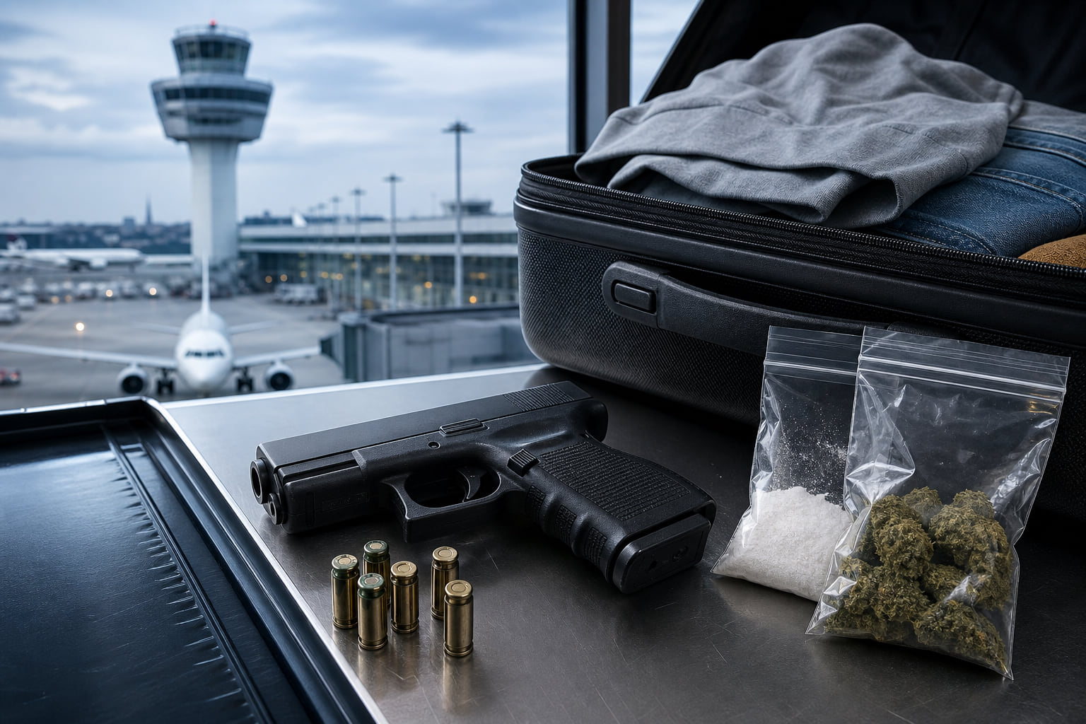 Schreckschusspistole und Drogen im Gepäck: Bundespolizei macht brisanten Fund am Frankfurter Flughafen