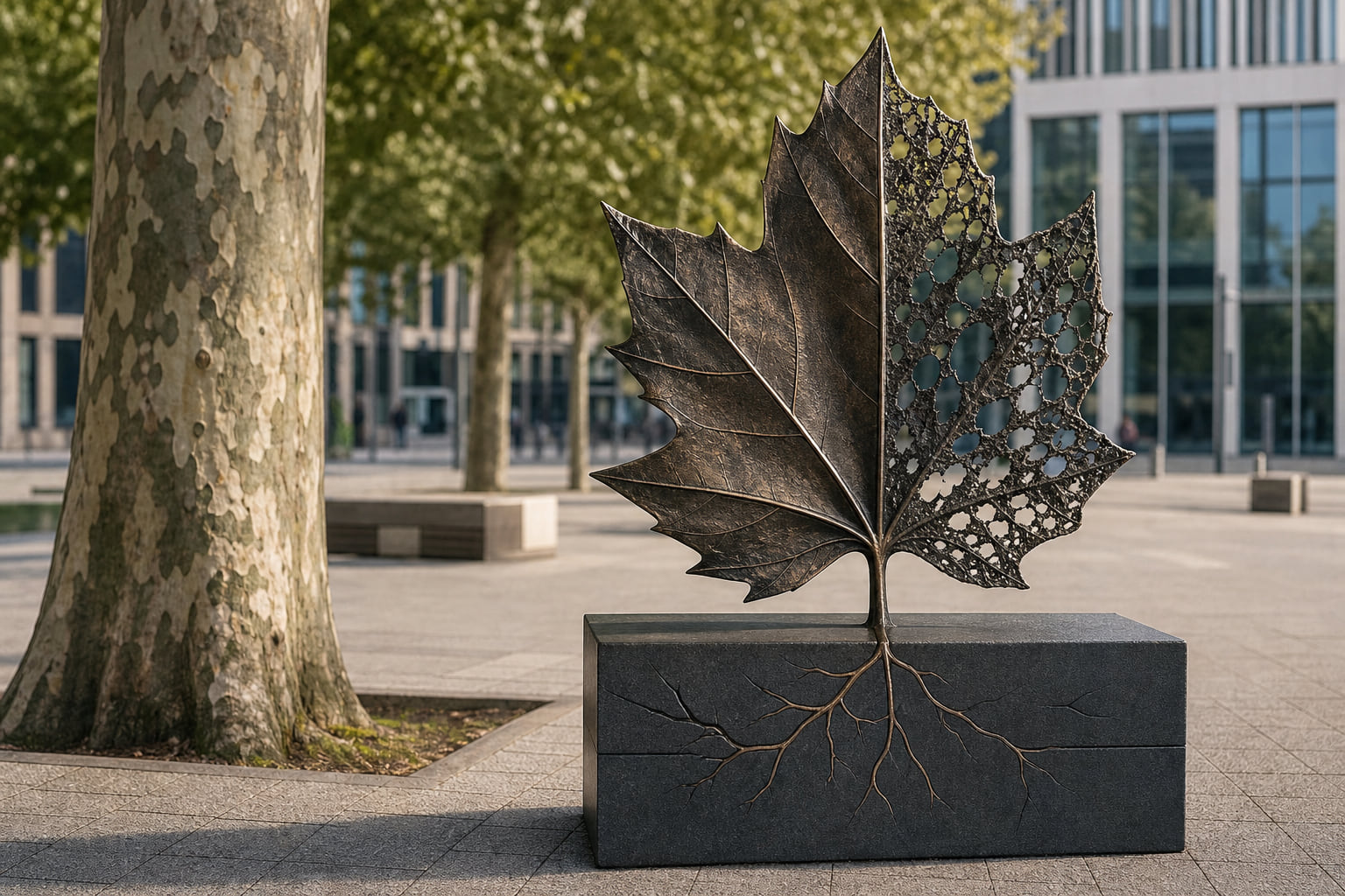 Giftattacke am Merianplatz: Skulptur erinnert an Frankfurts vergiftete Platanen
