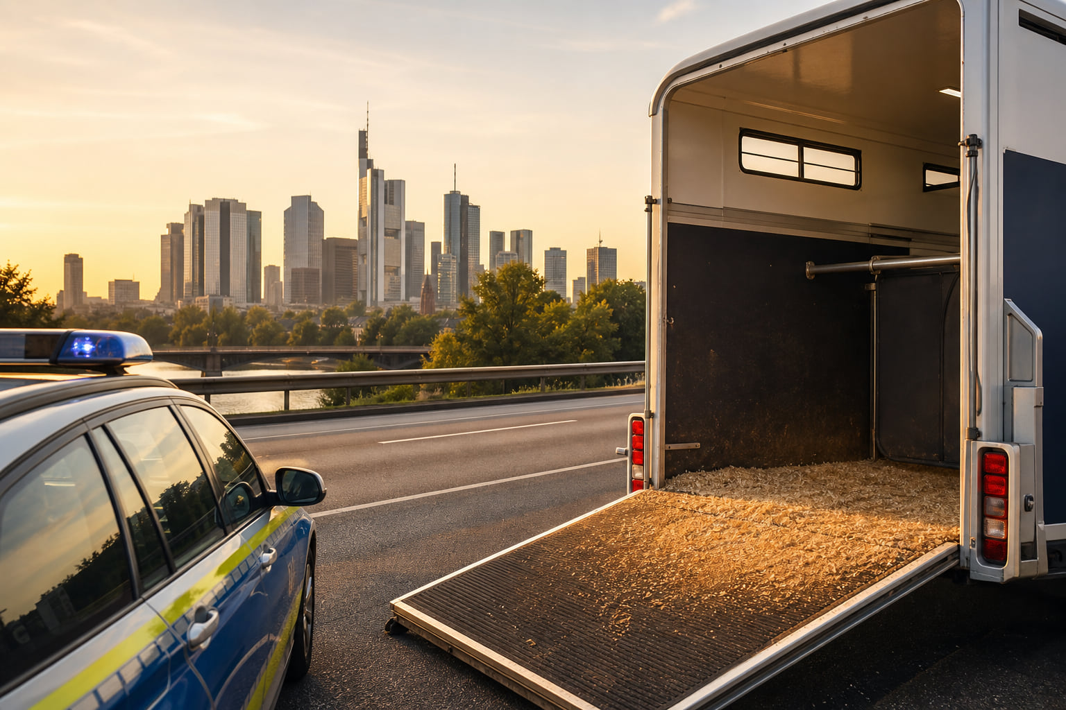 Ferdl auf der A3: Frankfurter Autobahnpolizei hilft verletztem Pferd auf dem Weg zur Tierklinik