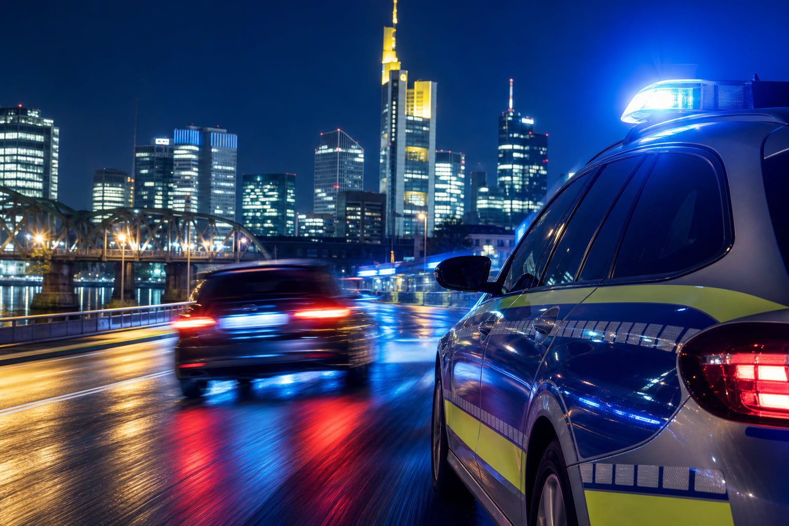 Wilde Verfolgungsjagd durch Frankfurt: Polizei stoppt Fahrer ohne Führerschein