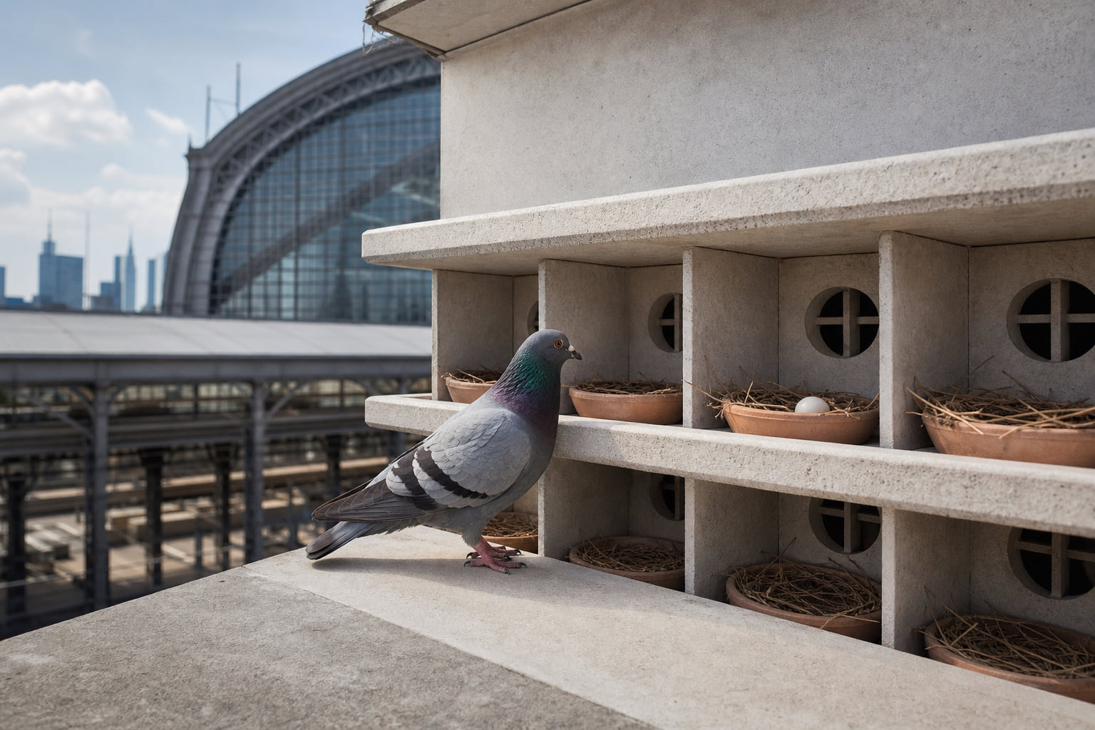 Tauben-Pilotprojekt am Frankfurter Hauptbahnhof: Neue Brutwände machen den Eiertausch leichter