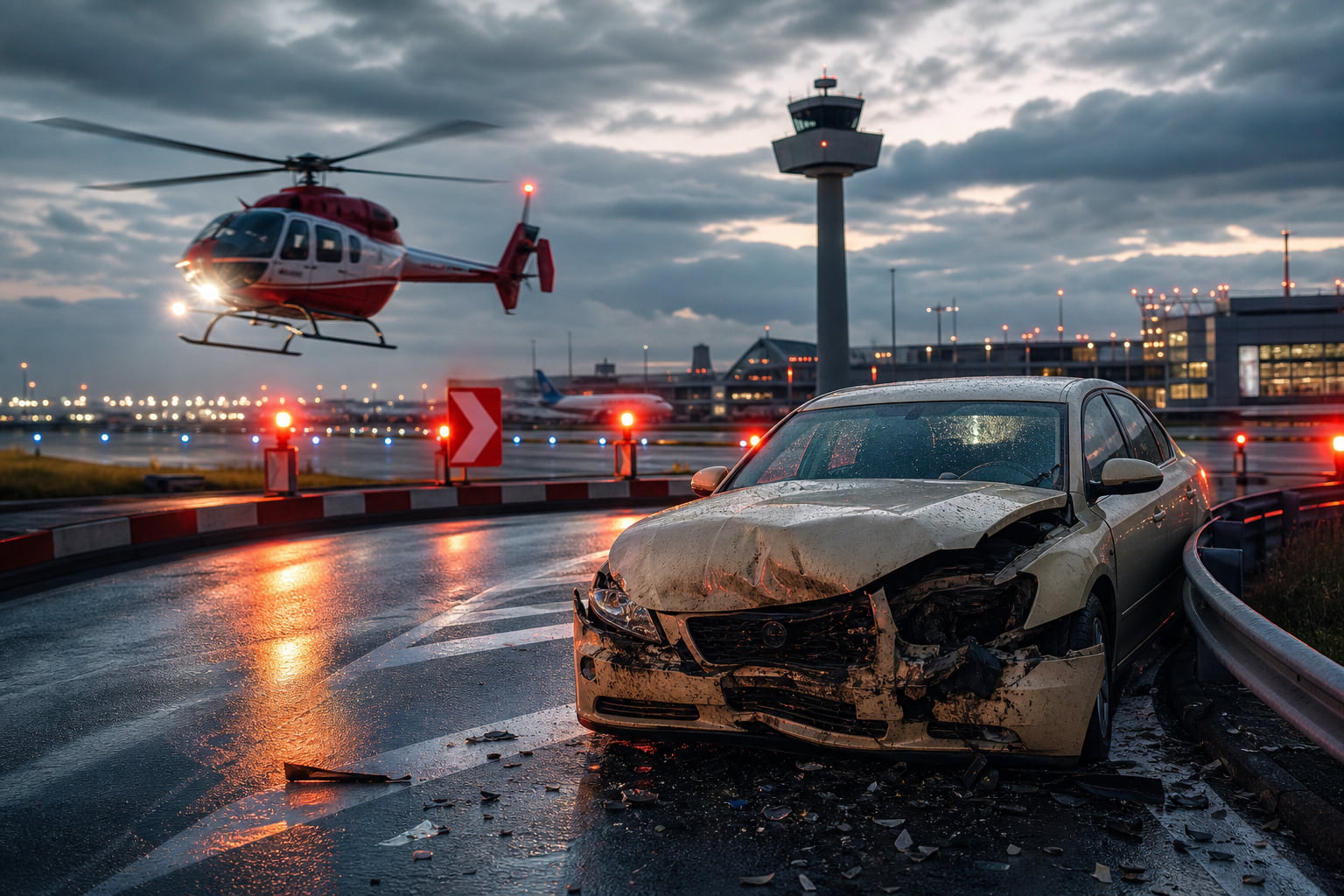 Schwerer Unfall am Flughafen Frankfurt: Taxifahrer überholt in Kurve – vier Verletzte