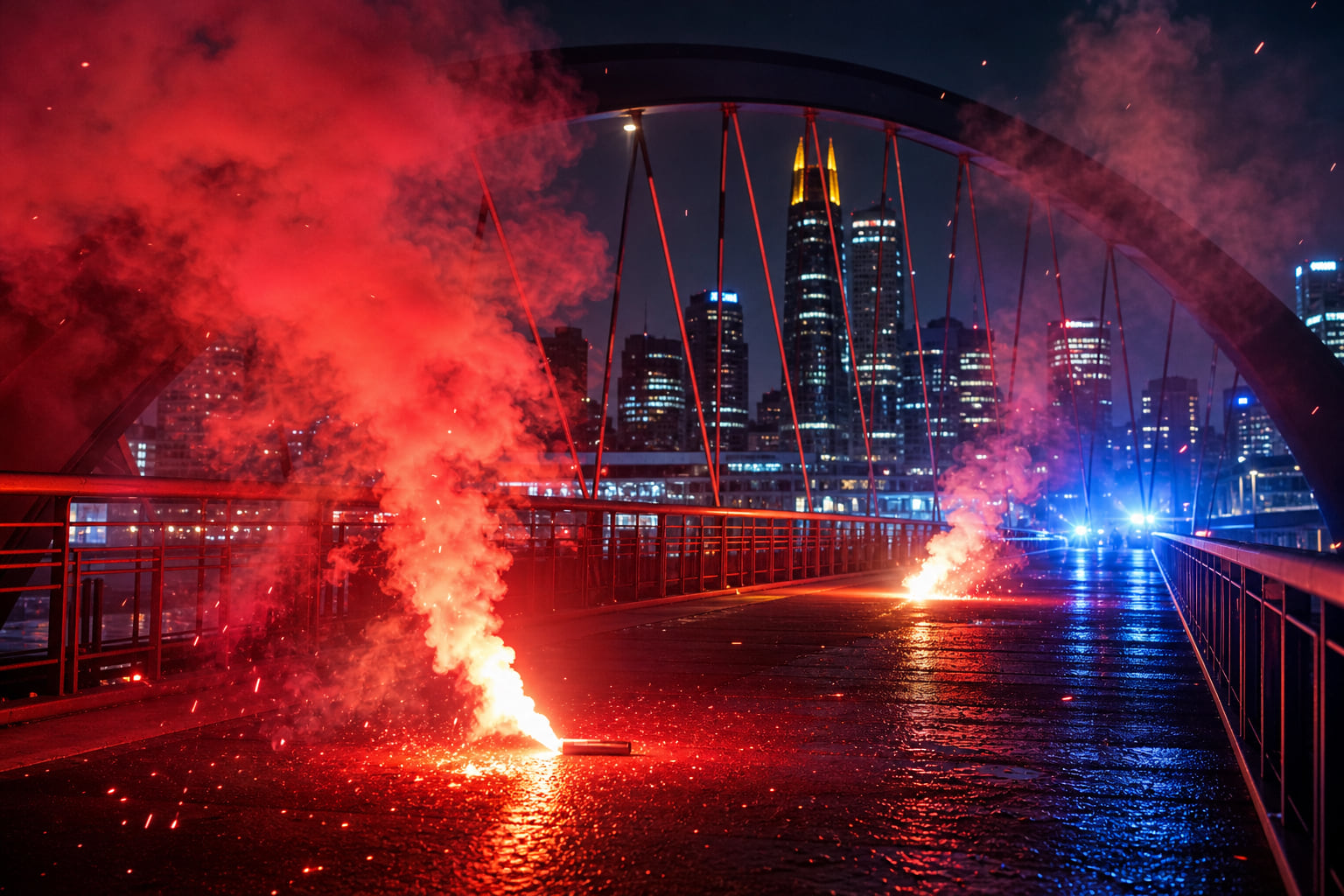 Bengalo-Chaos auf der Flößerbrücke: Rapper-Fans sorgen für Polizeieinsatz in Frankfurt