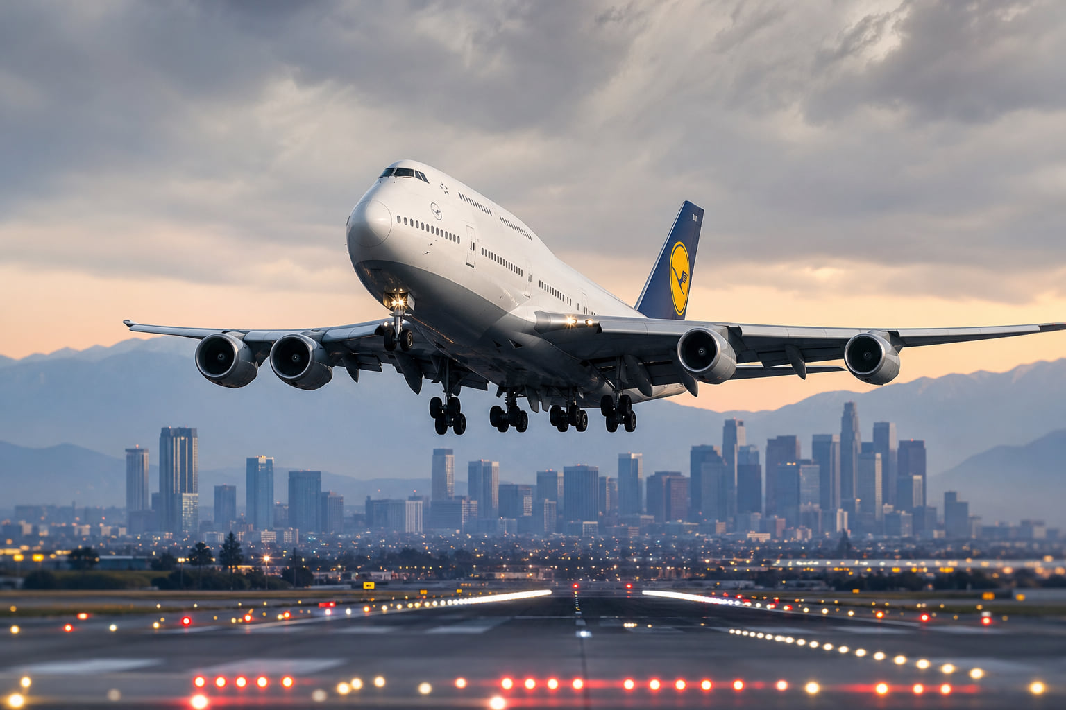 Schrecksekunde über Los Angeles: Lufthansa-Jumbo aus Frankfurt startet in letzter Sekunde durch