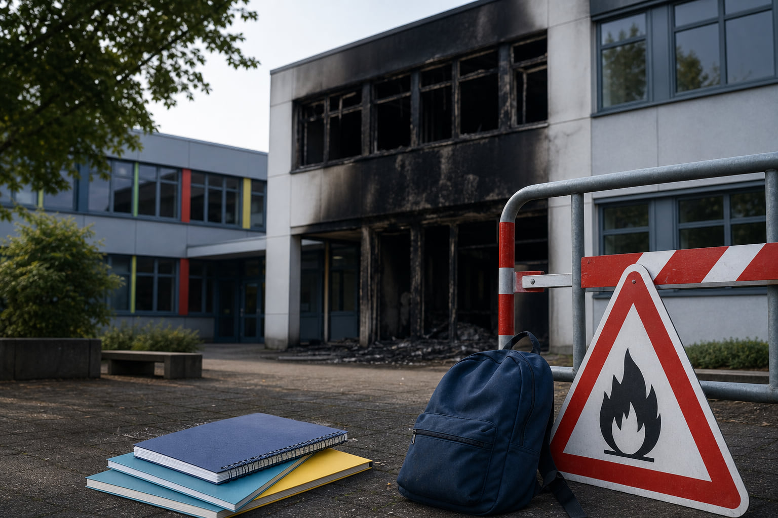 Feuer auf Schulgelände in Dornbusch: Unterricht startet später