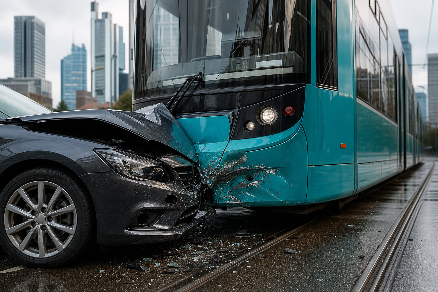 Unfall im Gallus: Pkw kracht in Straßenbahn auf der Mainzer Landstraße